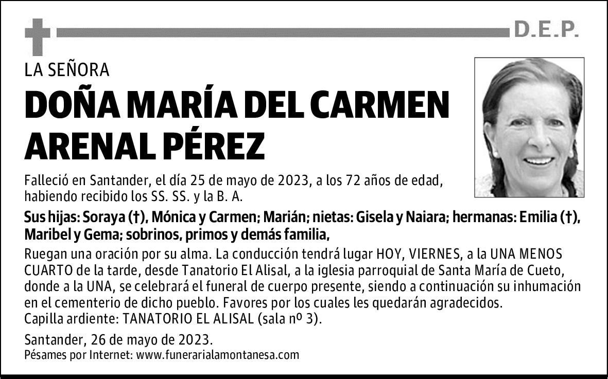 DOÑA MARÍA DEL CARMEN ARENAL PÉREZ