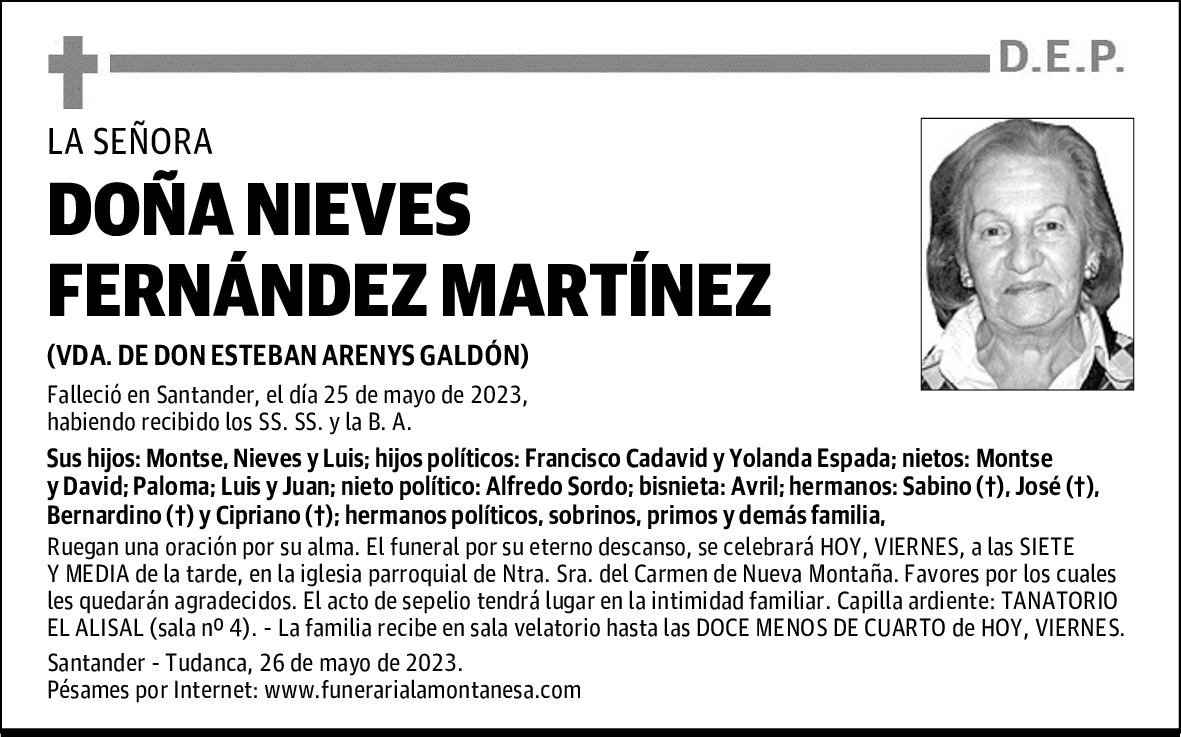 DOÑA NIEVES FERNÁNDEZ MARTÍNEZ