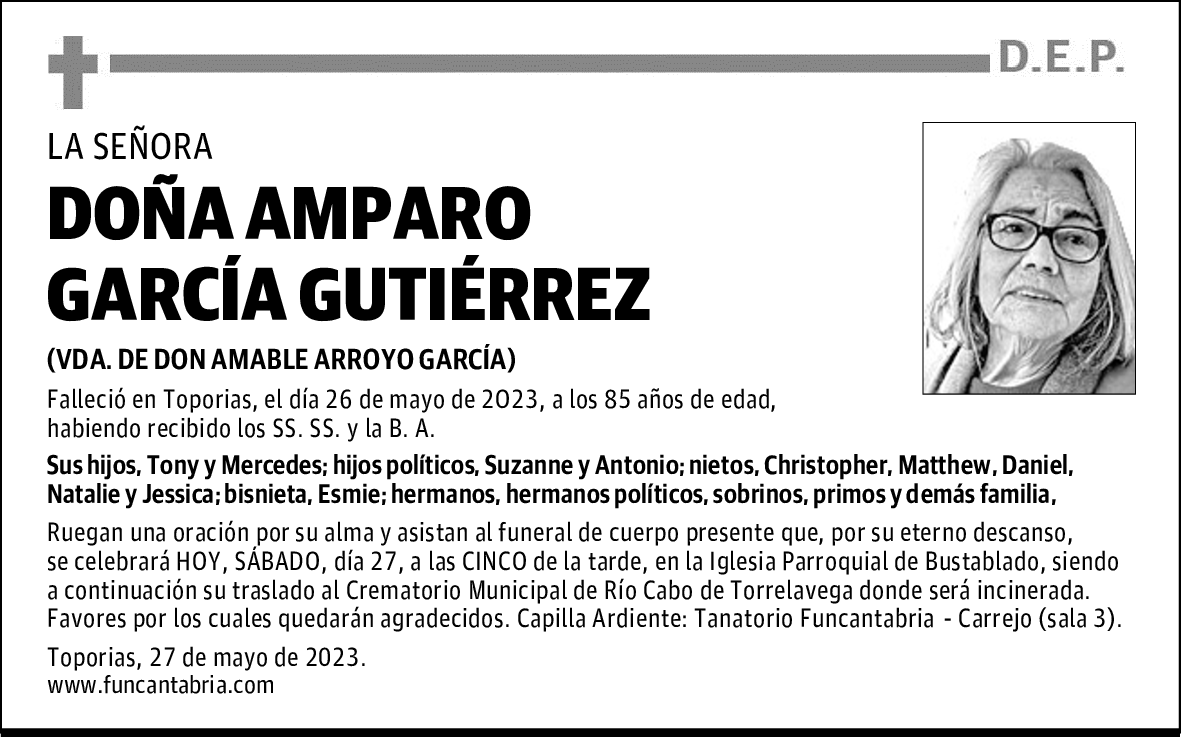 DOÑA AMPARO GARCÍA GUTIÉRREZ