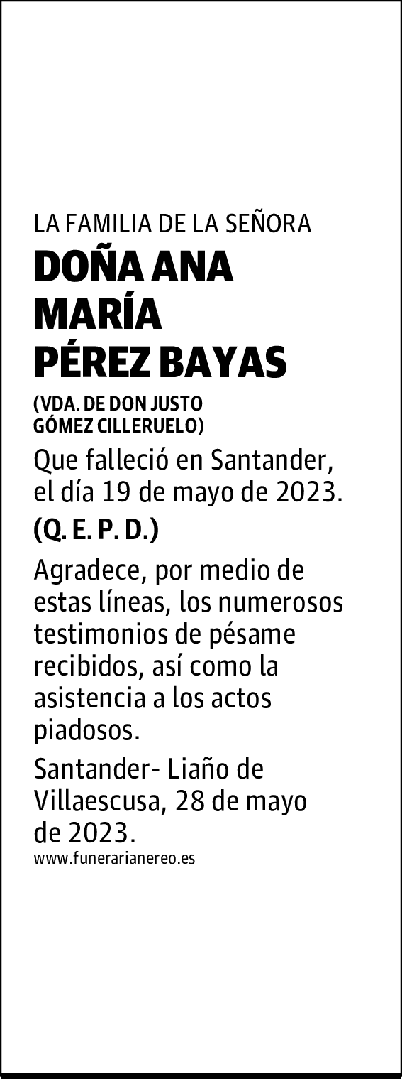 DOÑA ANA MARÍA PÉREZ BAYAS