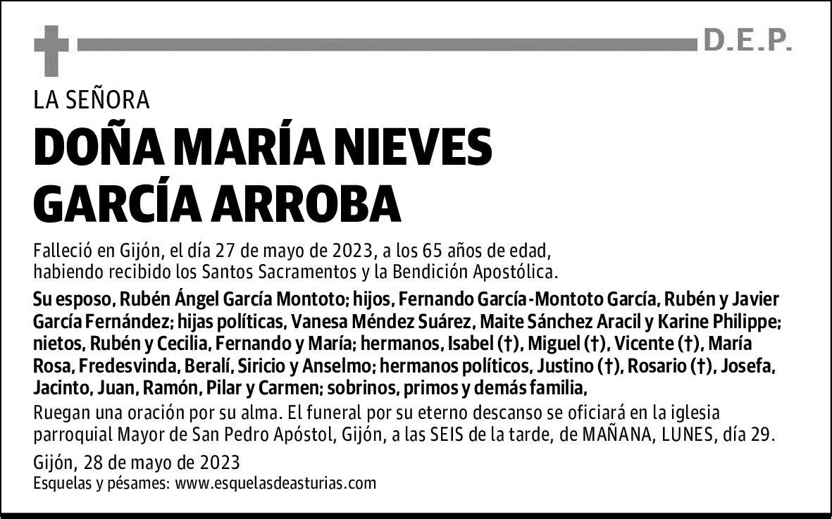 DOÑA MARÍA NIEVES GARCÍA ARROBA