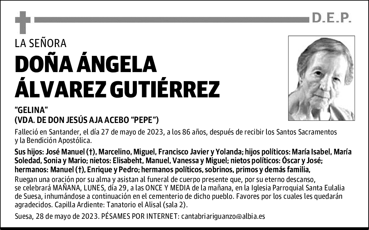 DOÑA ÁNGELA ÁLVAREZ GUTIÉRREZ