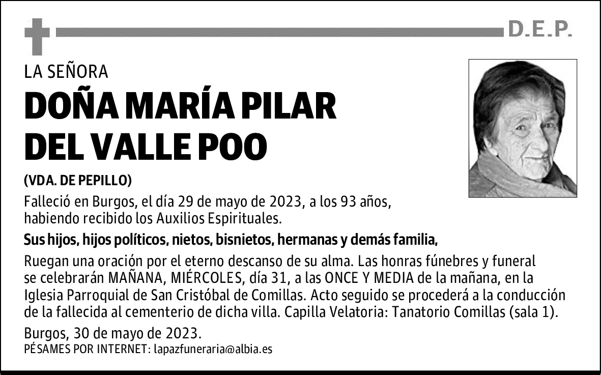 DOÑA MARÍA PILAR DEL VALLE POO
