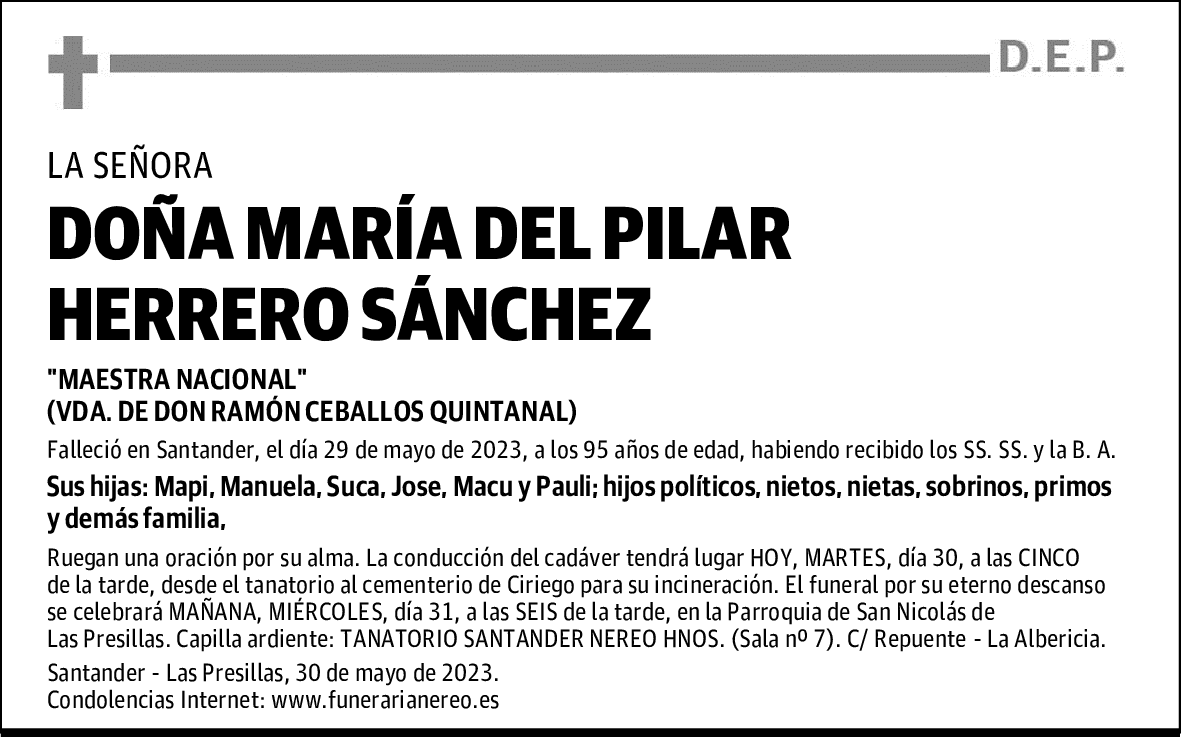 DOÑA MARÍA DEL PILAR HERRERO SÁNCHEZ