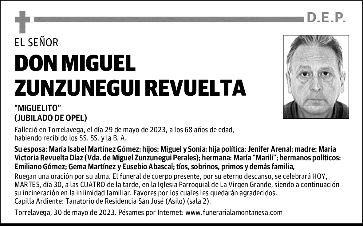 DON MIGUEL ZUNZUNEGUI REVUELTA