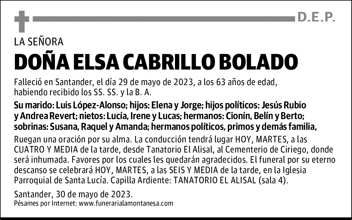 DOÑA ELSA CABRILLO BOLADO