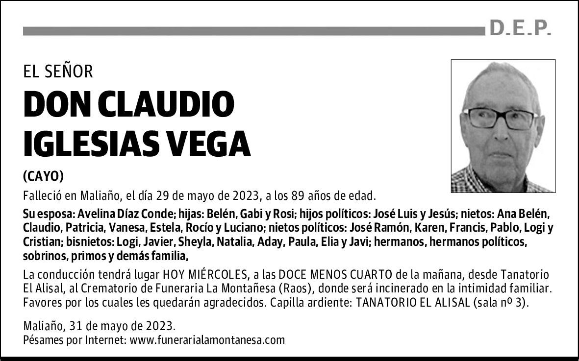 DON CLAUDIO IGLESIAS VEGA