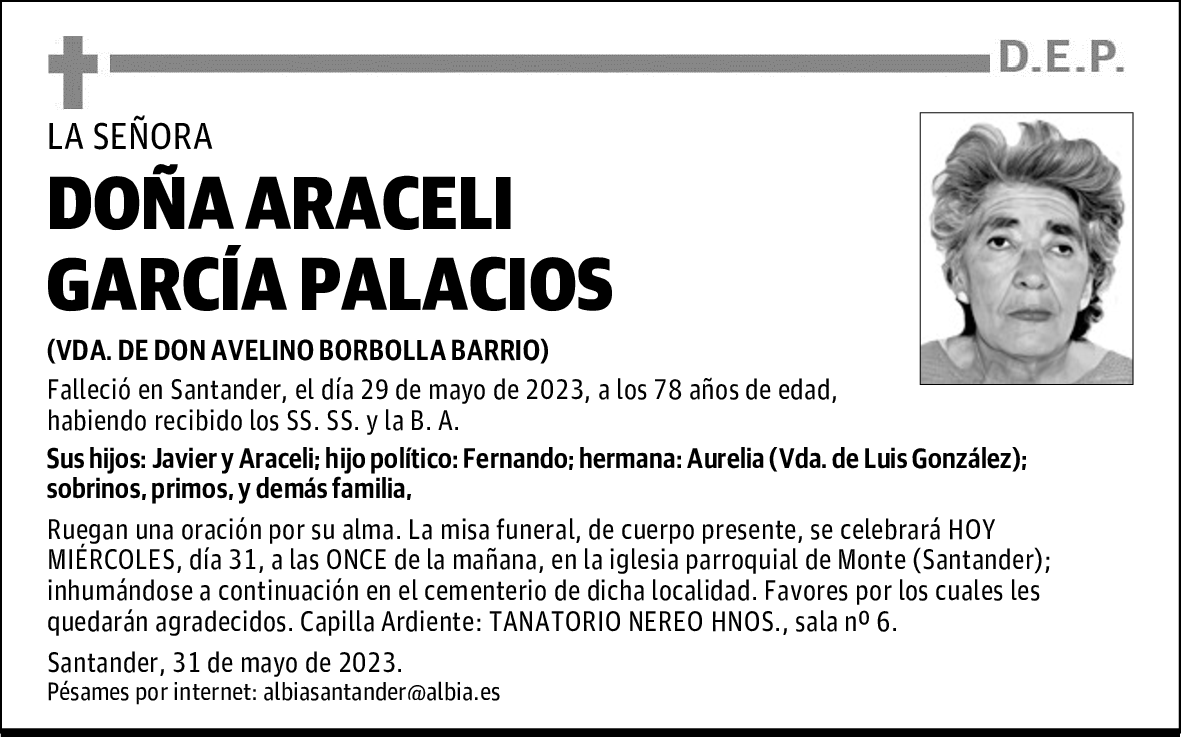 DOÑA ARACELI GARCÍA PALACIOS