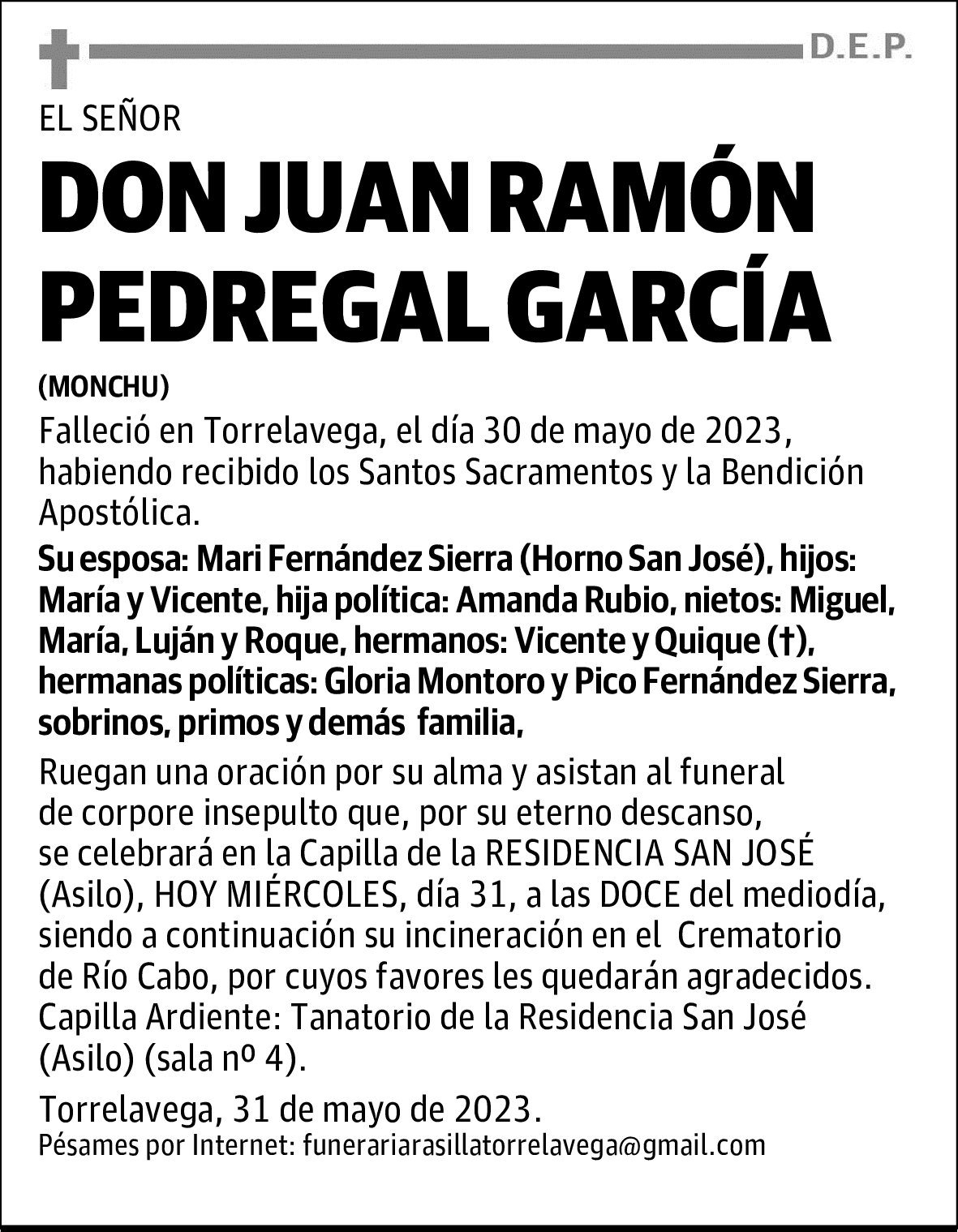 DON JUAN RAMÓN PEDREGAL GARCÍA
