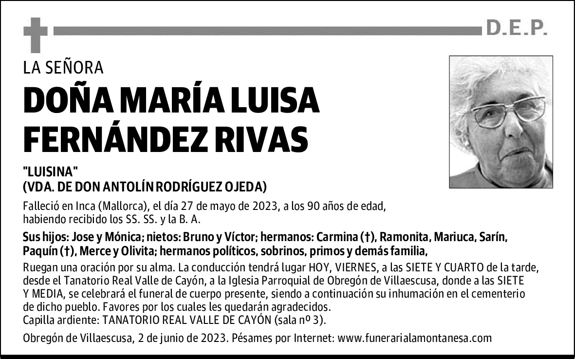 DOÑA MARÍA LUISA FERNÁNDEZ RIVAS