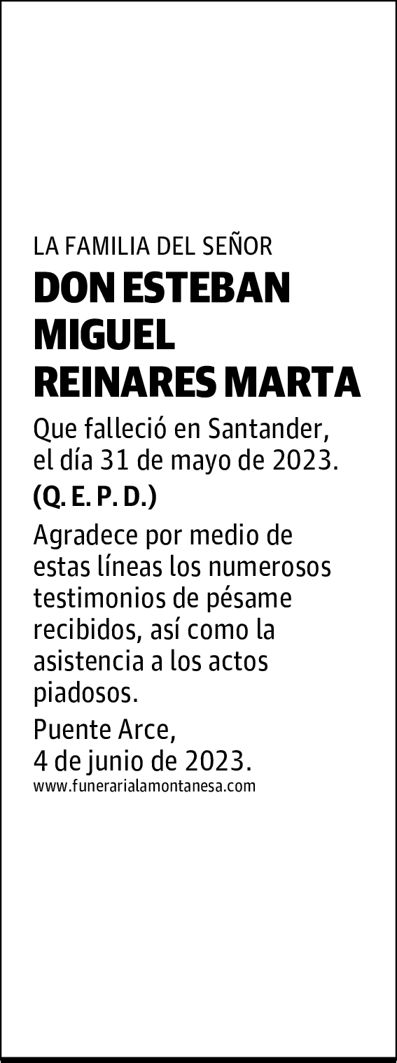 DON ESTEBAN MIGUEL REINARES MARTA