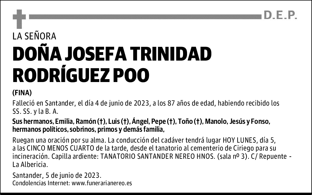 DOÑA JOSEFA TRINIDAD RODRÍGUEZ POO