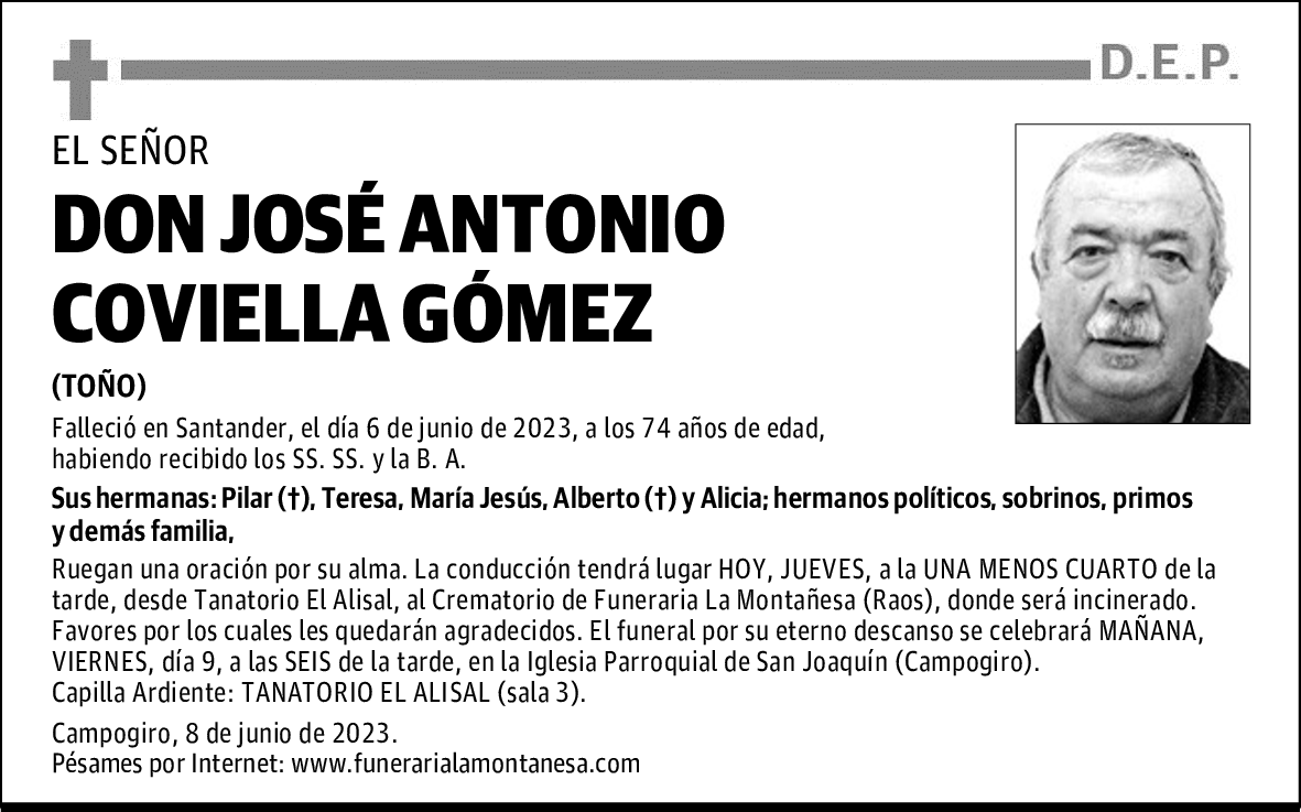 DON JOSÉ ANTONIO COVIELLA GÓMEZ