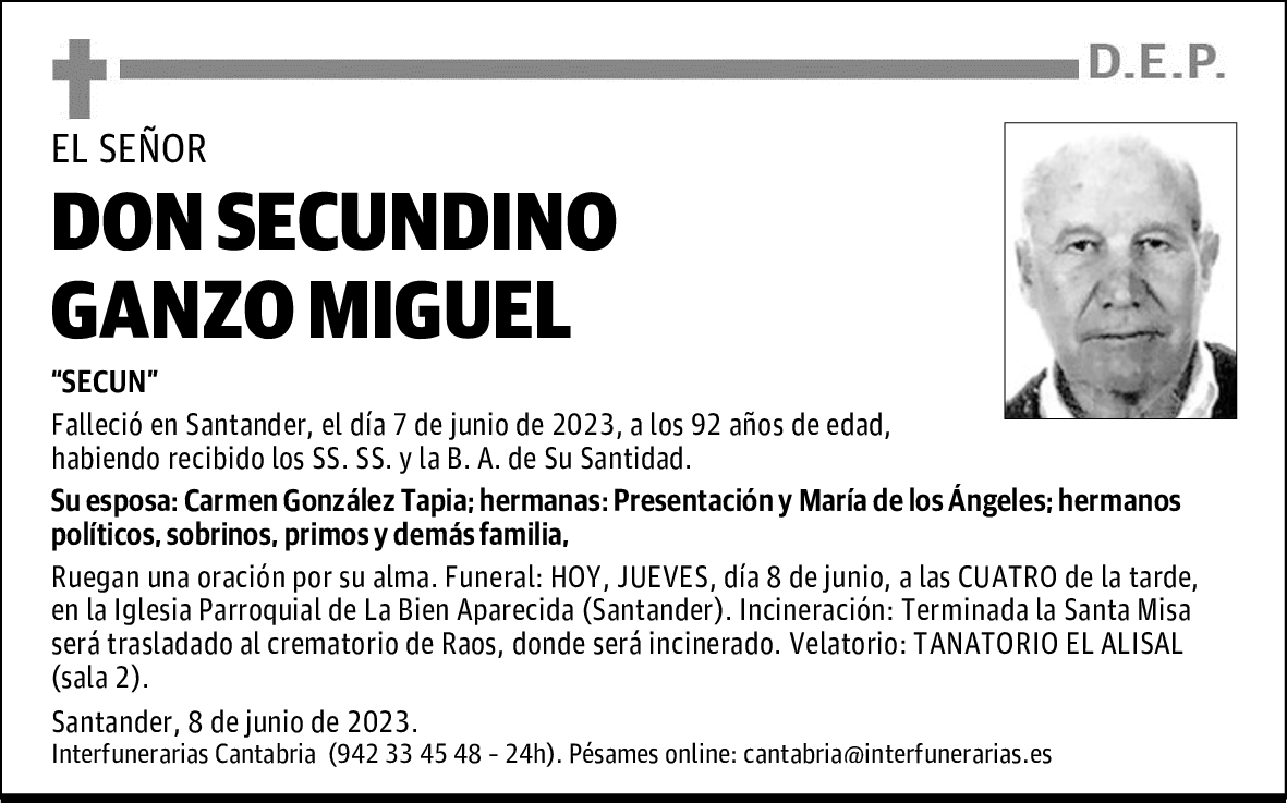 DON SECUNDINO GANZO MIGUEL