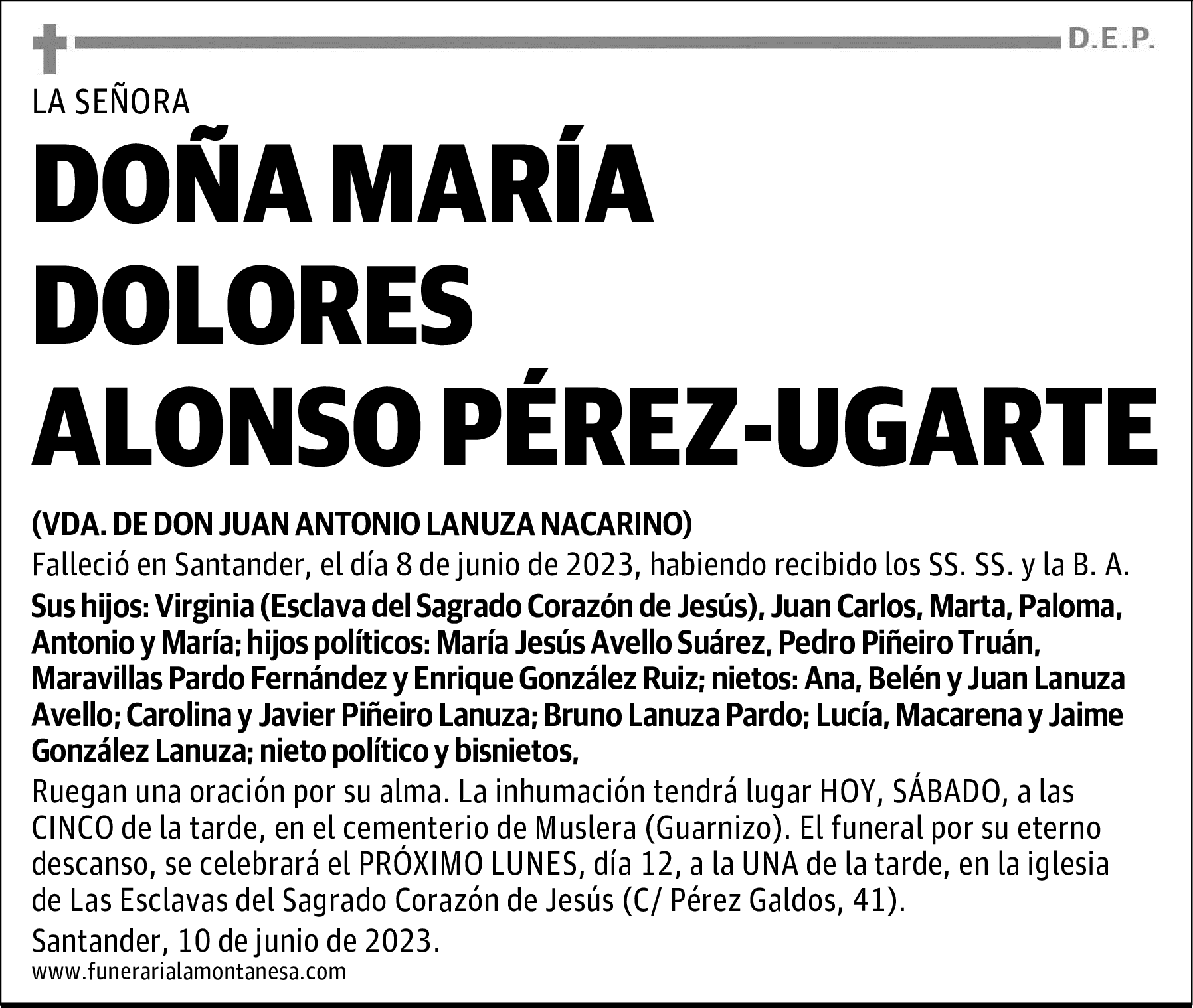 DOÑA MARÍA DOLORES ALONSO PÉREZ-UGARTE