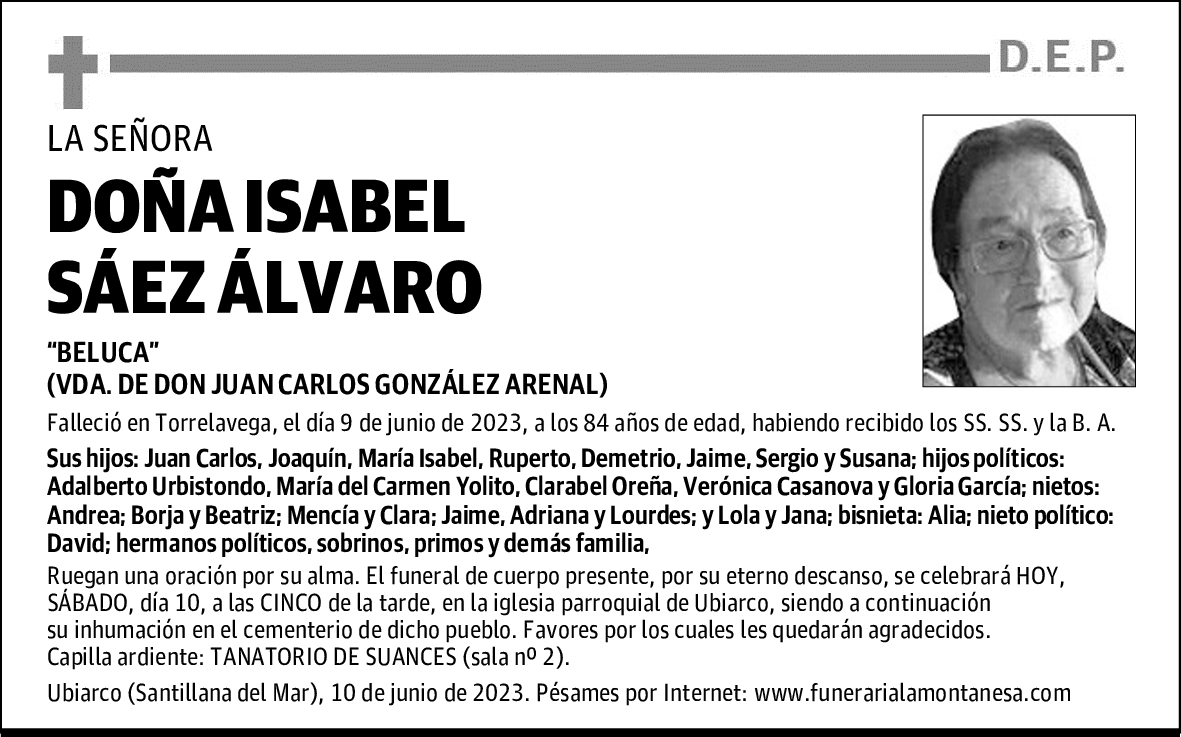 DOÑA ISABEL SÁEZ ÁLVARO