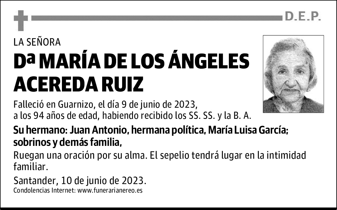 DOÑA MARÍA DE LOS ÁNGELES ACEREDA RUIZ