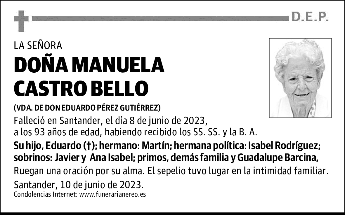 DOÑA MANUELA CASTRO BELLO