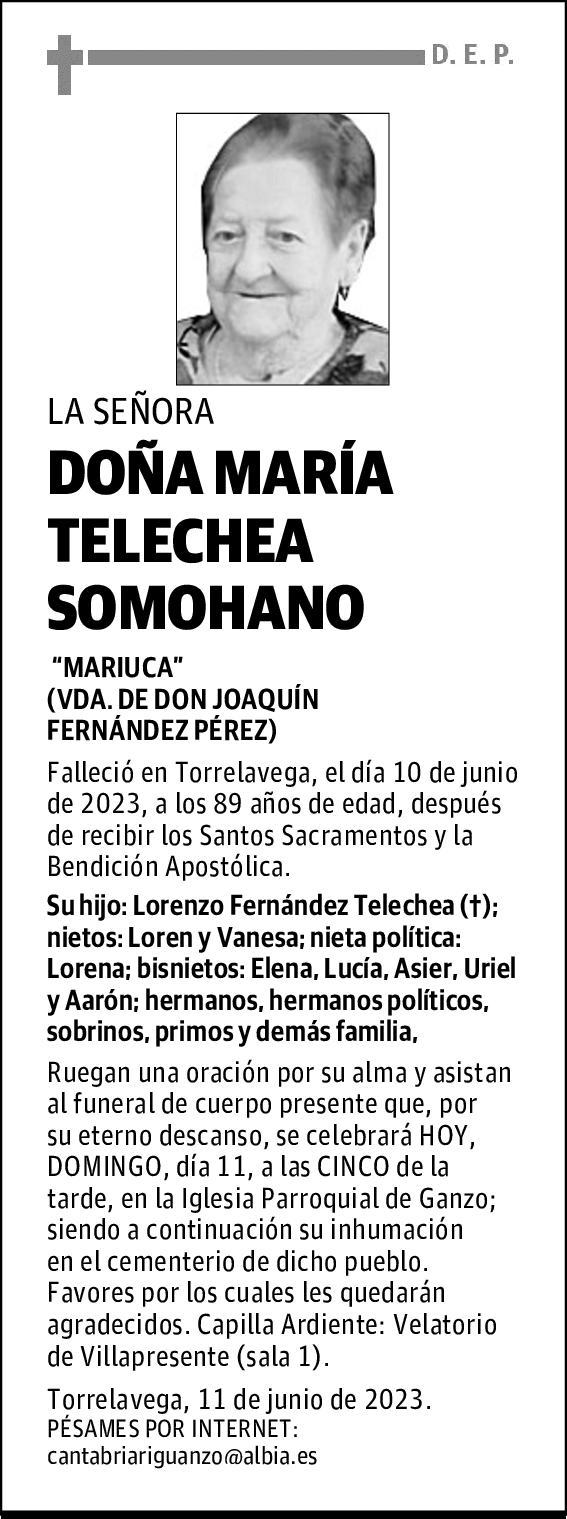 DOÑA MARÍA TELECHEA SOMOHANO