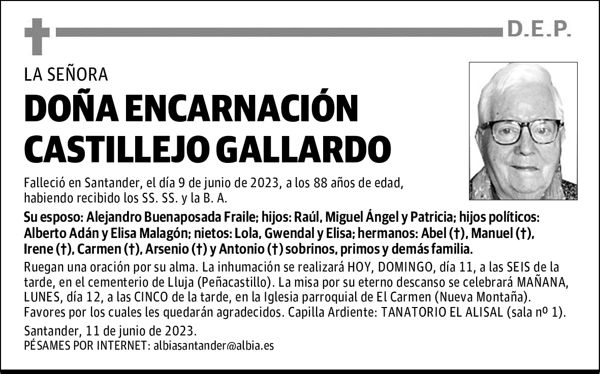 DOÑA ENCARNACIÓN CASTILLEJO GALLARDO
