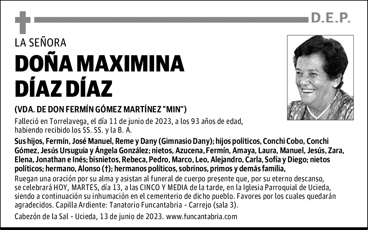 DOÑA MAXIMINA DÍAZ DÍAZ