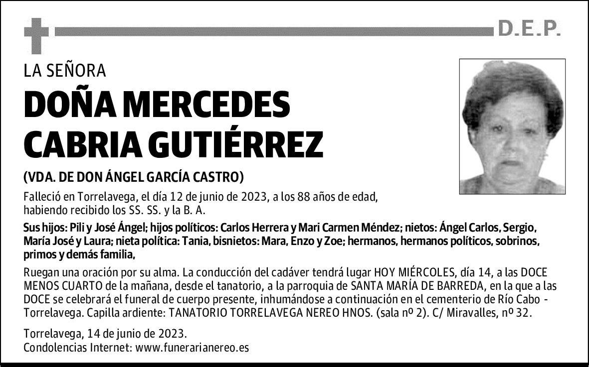 DOÑA MERCEDES CABRIA GUTIÉRREZ