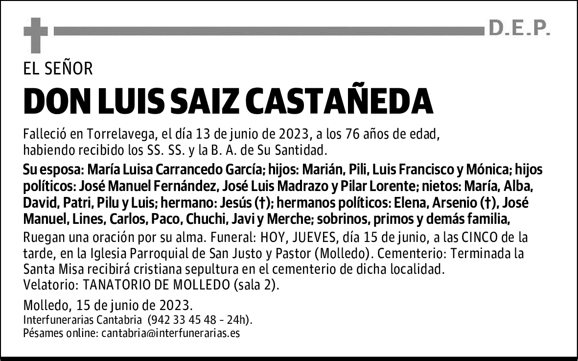 DON LUIS SAIZ CASTAÑEDA