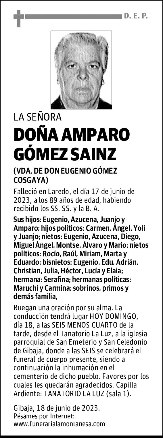 DOÑA AMPARO GÓMEZ SAINZ
