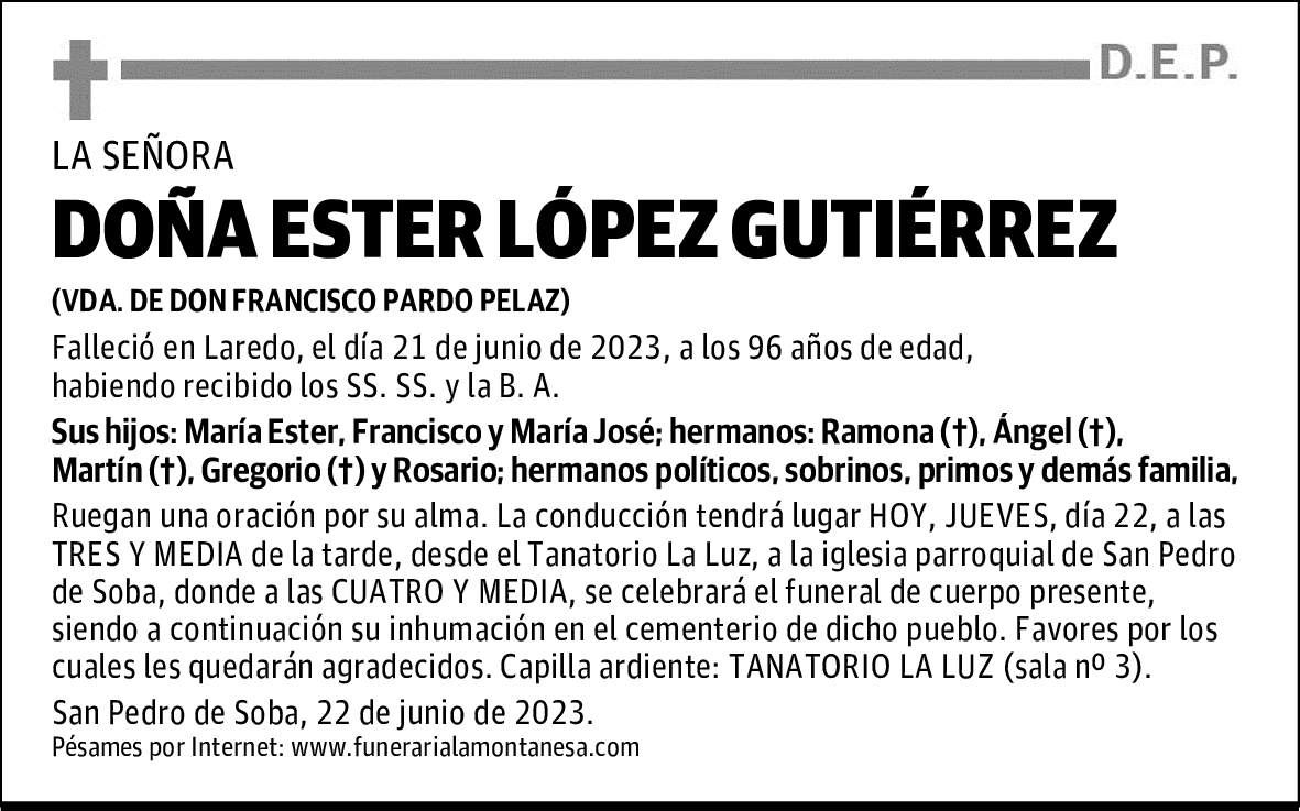 DOÑA ESTER LÓPEZ GUTIÉRREZ