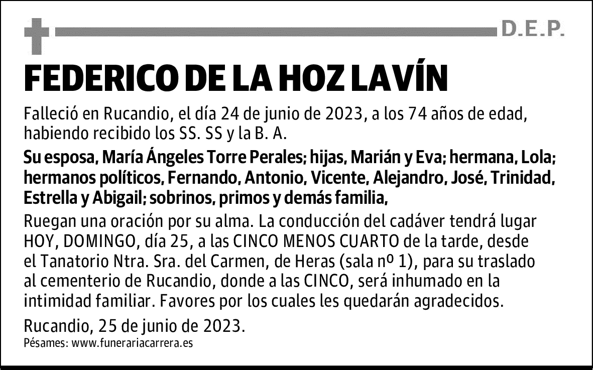 FEDERICO DE LA HOZ LAVÍN