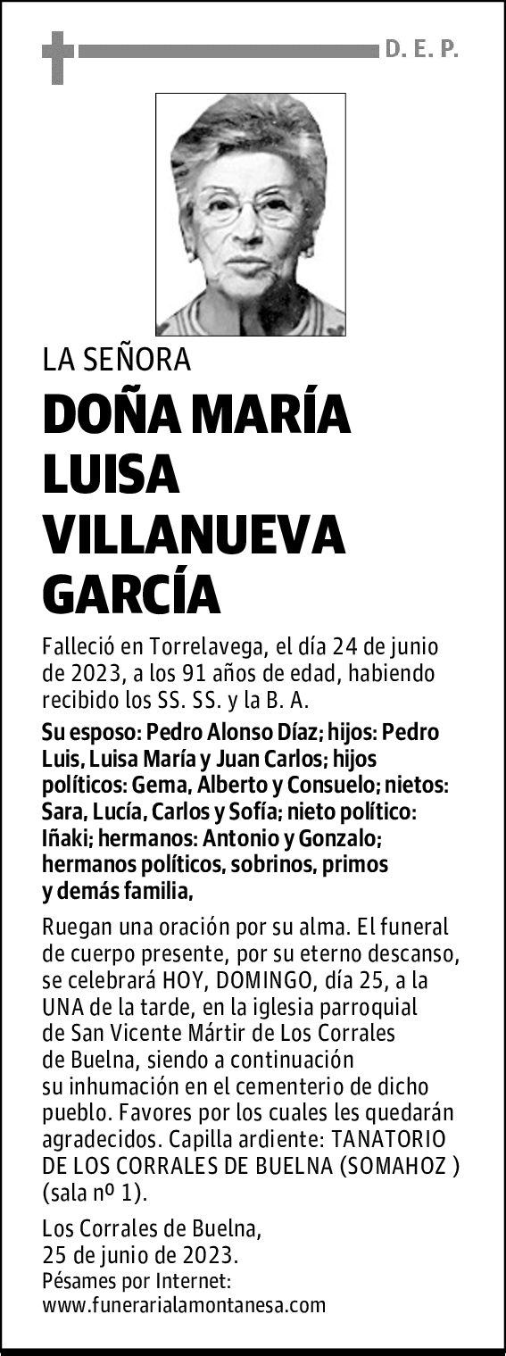 DOÑA MARÍA LUISA VILLANUEVA GARCÍA