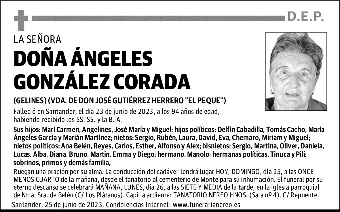 DOÑA ÁNGELES GONZÁLEZ CORADA
