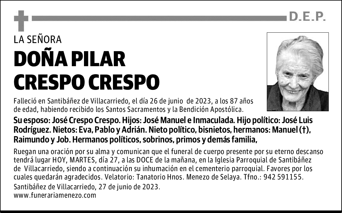 DOÑA PILAR CRESPO CRESPO