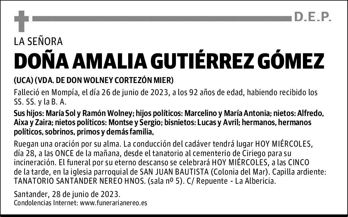 DOÑA AMALIA GUTIÉRREZ GÓMEZ