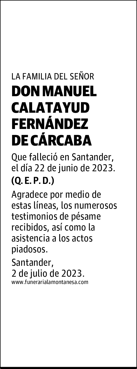 DON MANUEL CALATAYUD FERNÁNDEZ DE CÁRCABA