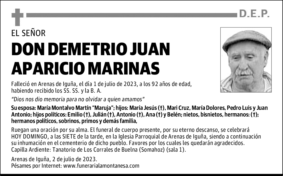 DON DEMETRIO JUAN APARICIO MARINAS