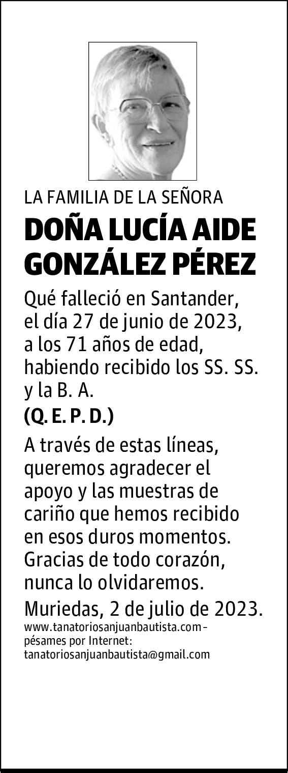 DOÑA LUCÍA AIDE GONZÁLEZ PÉREZ