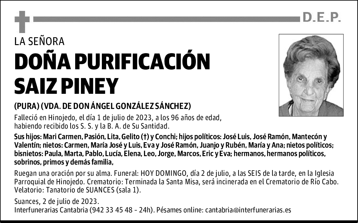 DOÑA PURIFICACIÓN SAIZ PINEY