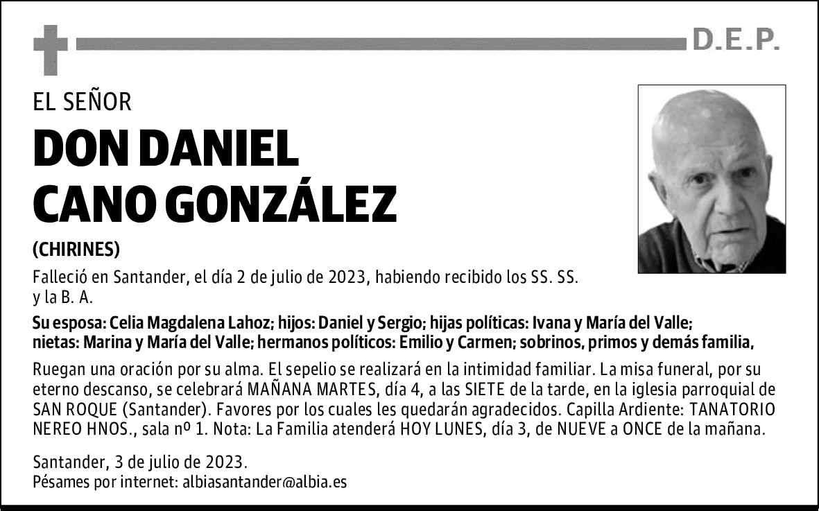 DON DANIEL CANO GONZÁLEZ