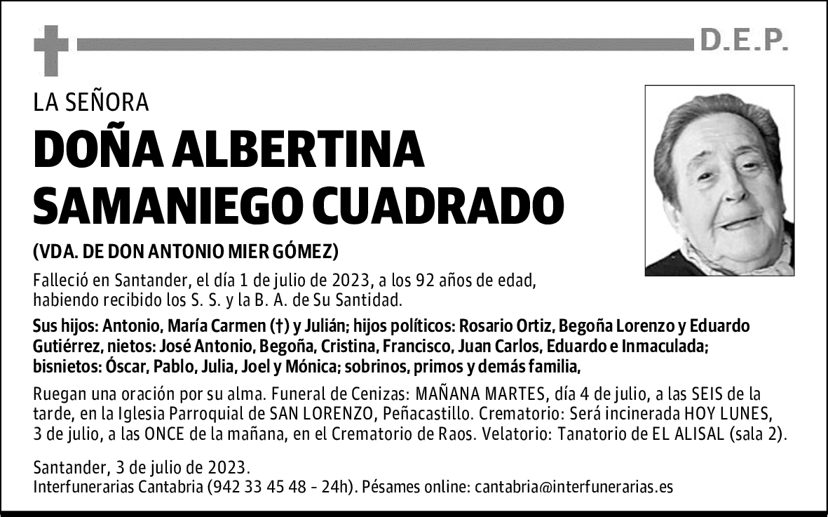 DOÑA ALBERTINA SAMANIEGO CUADRADO