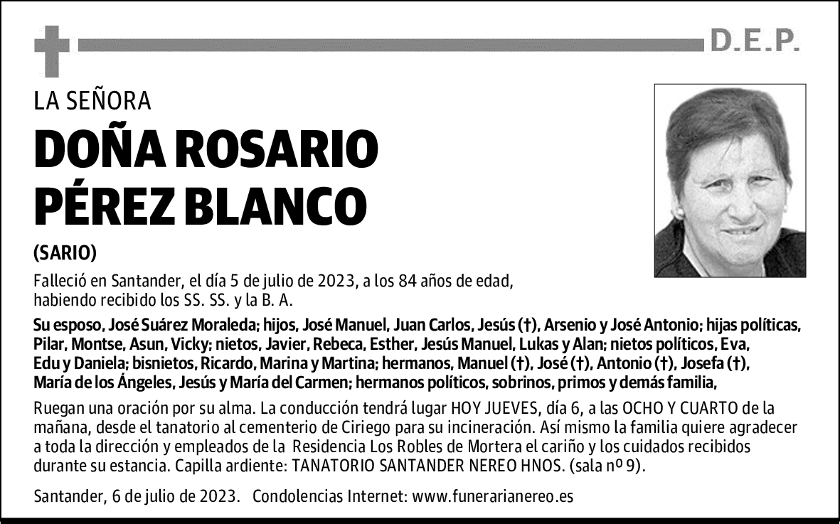 DOÑA ROSARIO PÉREZ BLANCO