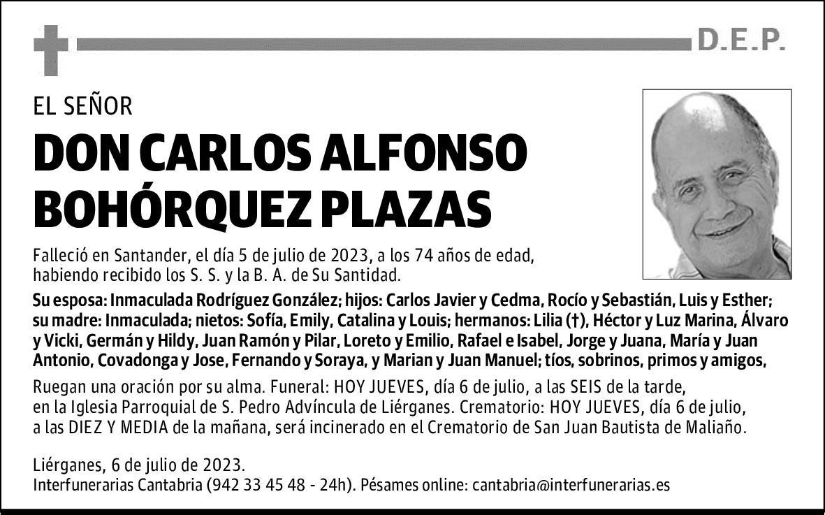 DON CARLOS ALFONSO BOHÓRQUEZ PLAZAS