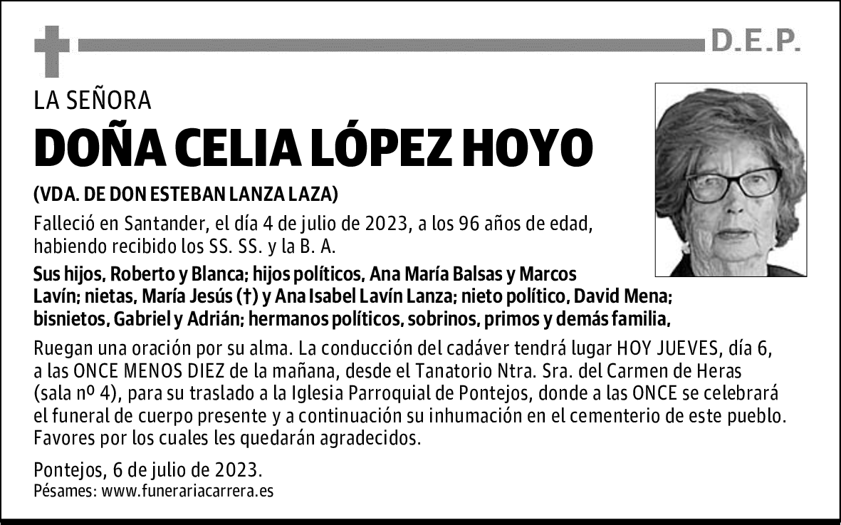 DOÑA CELIA LÓPEZ HOYO