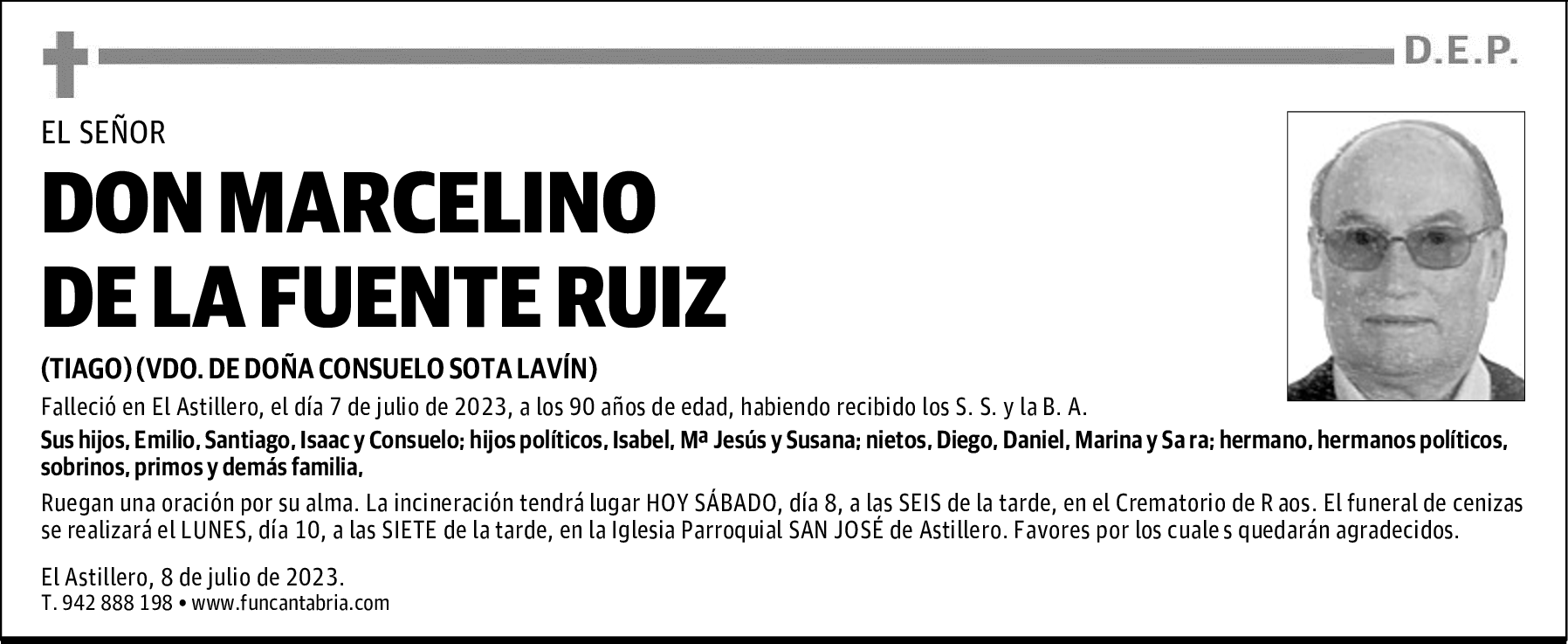DON MARCELINO DE LA FUENTE RUIZ