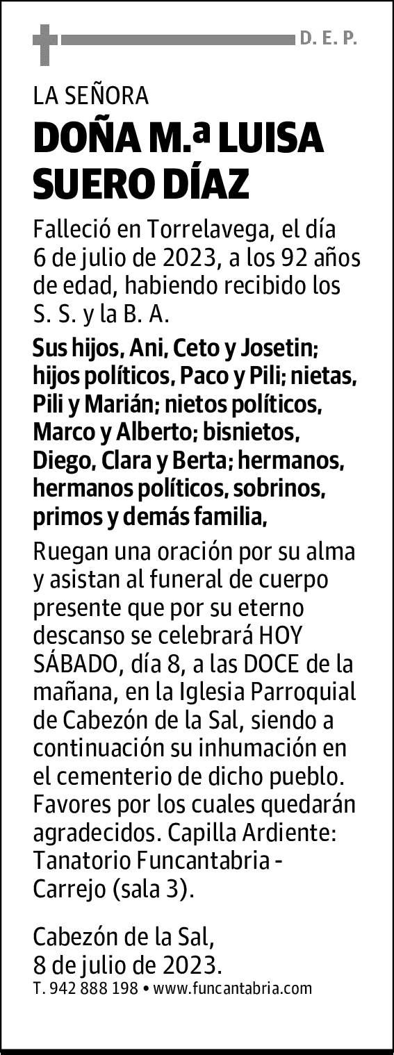 DOÑA M.ª LUISA SUERO DÍAZ