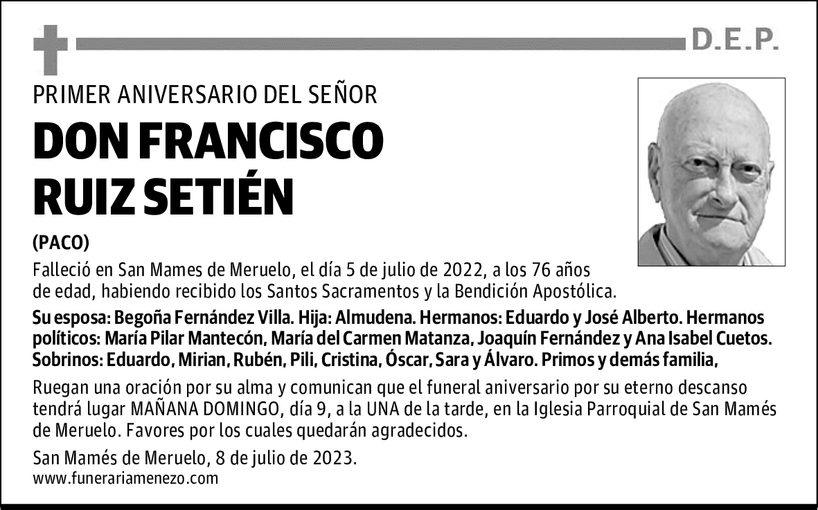 DON FRANCISCO RUIZ SETIÉN