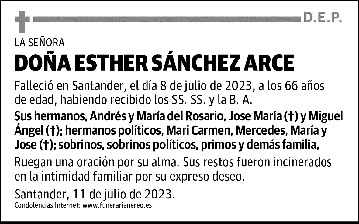 DOÑA ESTHER SÁNCHEZ ARCE