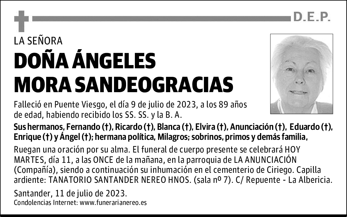 DOÑA ÁNGELES MORA SANDEOGRACIAS