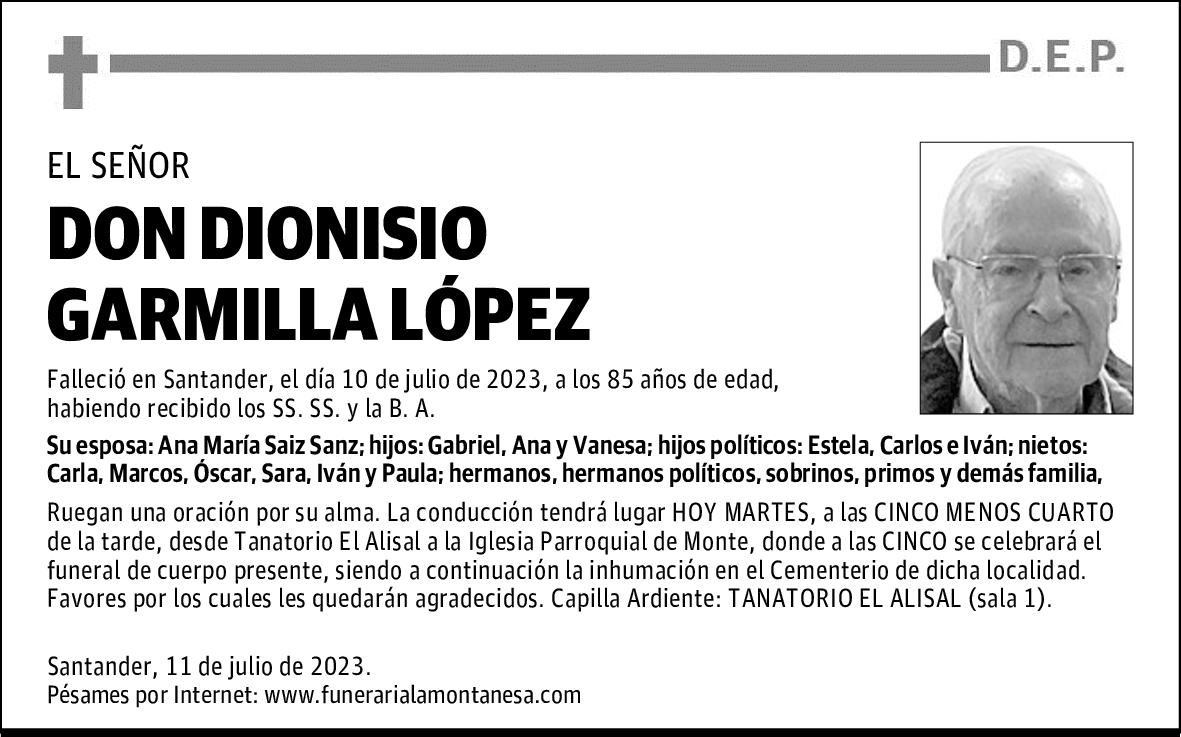 DON DIONISIO GARMILLA LÓPEZ