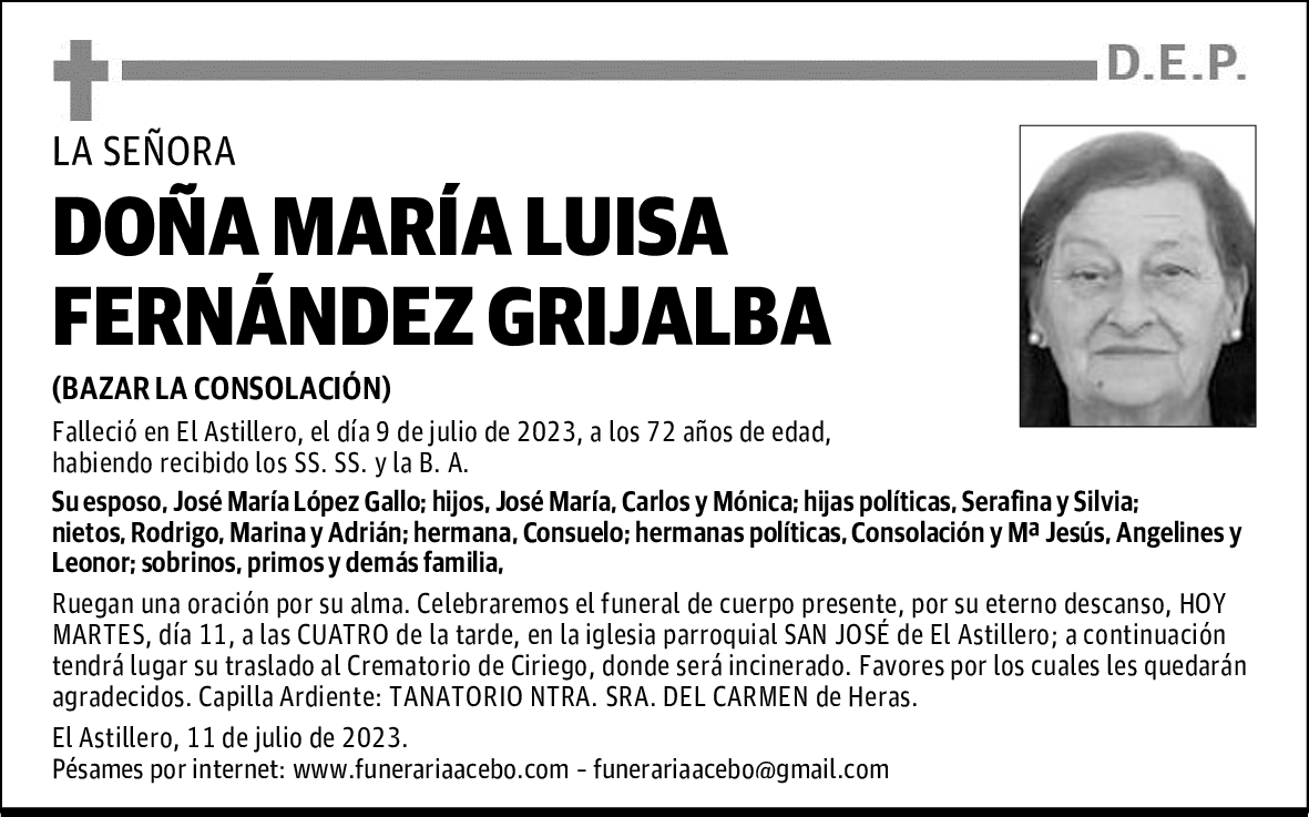 DOÑA MARÍA LUISA FERNÁNDEZ GRIJALBA